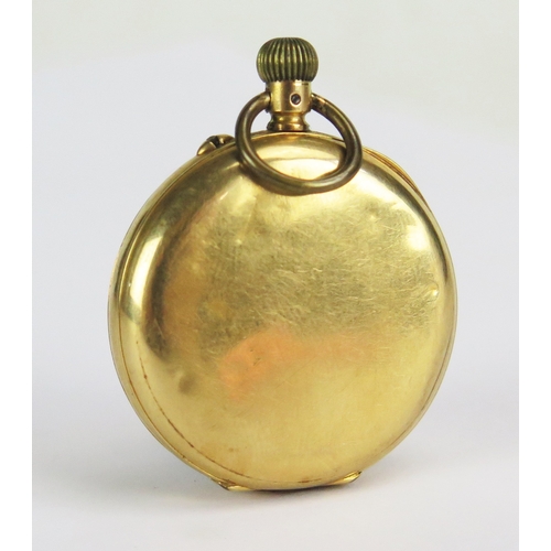 14 - 18K Gold Lady's Half Hunter Fob Watch, the 35.9mm case with Swiss marks to the inner back and dust c... 