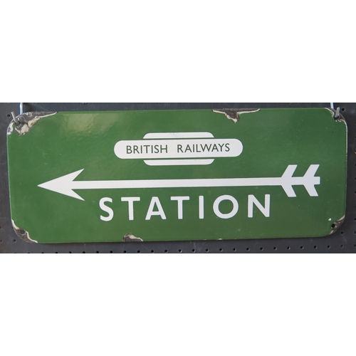 A reproduction enamel sign 'British Rail Station' 18 x 46cm.