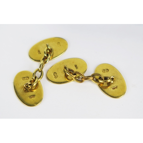 2 - 15ct Gold Cufflinks with engraved monogram, stamped 15ct D&F, 8.19g