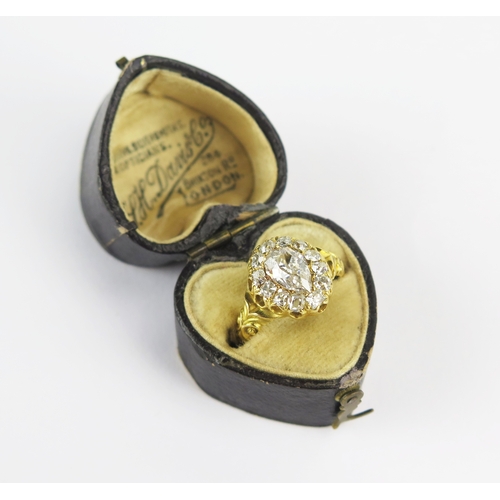 331 - Georgian Diamond Ring set in 18th yellow gold with scroll decoration to the shoulders, c. 8.55x5.55m... 
