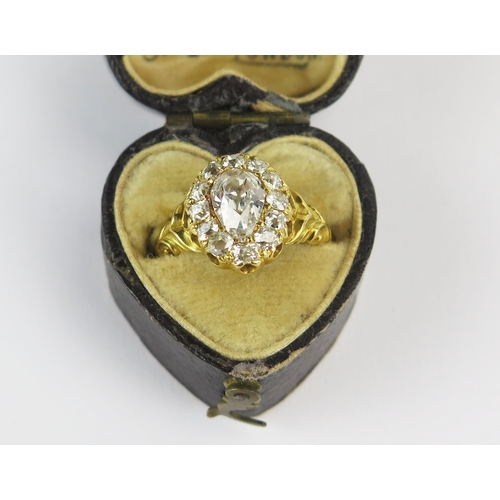 331 - Georgian Diamond Ring set in 18th yellow gold with scroll decoration to the shoulders, c. 8.55x5.55m... 