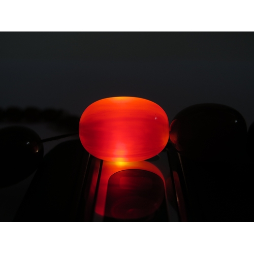 49 - Faux Amber Graduated Oval Bead Necklace, largest 28.6x20.93mm, 60cm, 63.5g