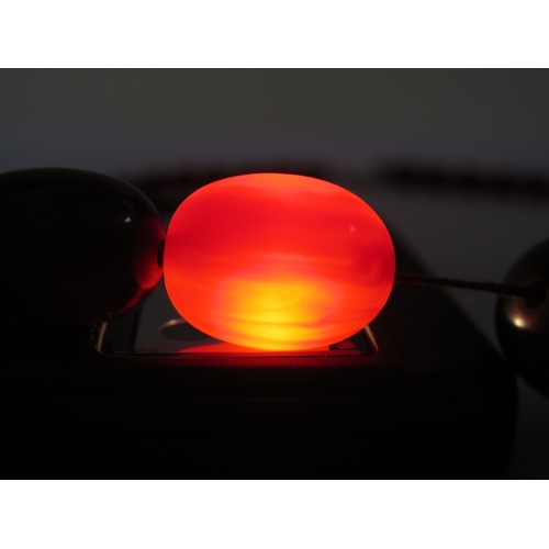 49 - Faux Amber Graduated Oval Bead Necklace, largest 28.6x20.93mm, 60cm, 63.5g