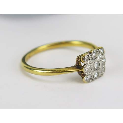 20 - Antique diamond panel ring in an 18ct yellow gold and platinum millegrain setting, 5mm head, size L.... 