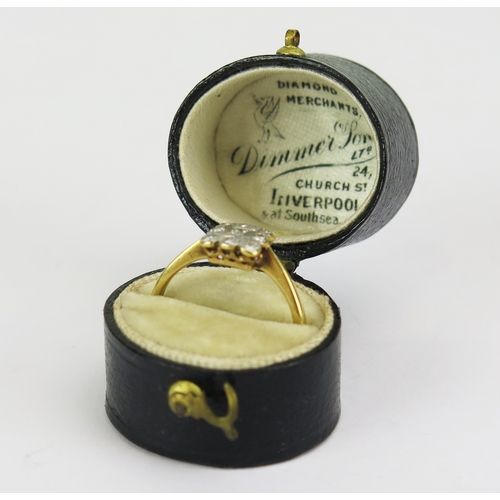 20 - Antique diamond panel ring in an 18ct yellow gold and platinum millegrain setting, 5mm head, size L.... 