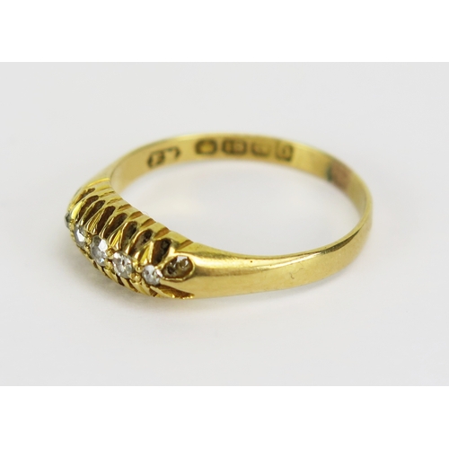 23 - Antique 18ct gold five stone diamond ring, hallmarked Birmingham 1913, maker/sponsor F.M, size Q.5, ... 