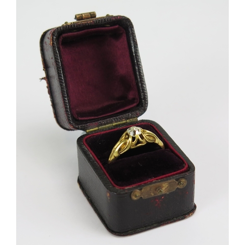 27 - Victorian 18ct yellow gold old cut diamond solitaire ring, c. 4.6x4.3mm stone, size P.5, hallmarked ... 