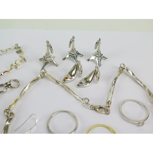56 - Selection of silver jewellery including fifteen Milano charms, 264g gross of marked items, and one p... 