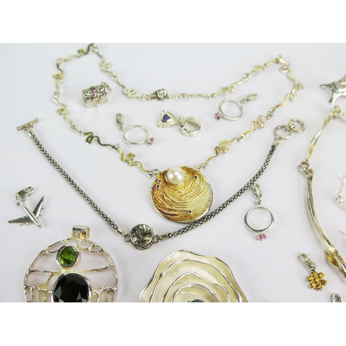 56 - Selection of silver jewellery including fifteen Milano charms, 264g gross of marked items, and one p... 