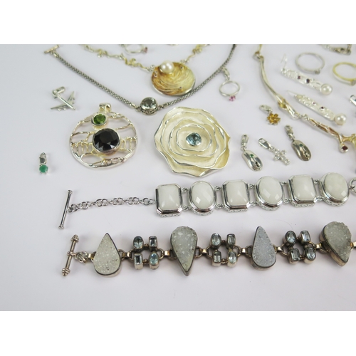 56 - Selection of silver jewellery including fifteen Milano charms, 264g gross of marked items, and one p... 