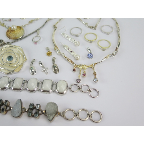 56 - Selection of silver jewellery including fifteen Milano charms, 264g gross of marked items, and one p... 