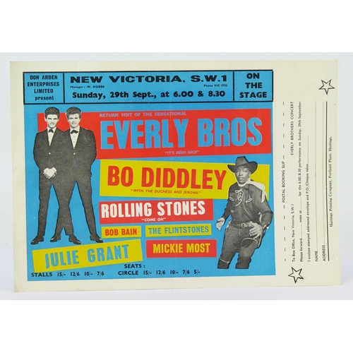 1254 - Everly Bros, Rolling Stones, Bo Diddley; Early UK handbill promoting a show at the New Victoria Lond... 