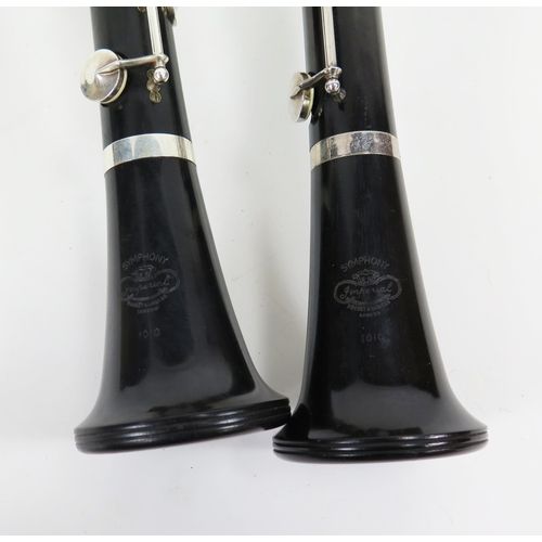 1255 - Boosey & Hawkes 'The Symphony Imperial' Model 1010 Clarinet Pair, assumed keys of A and Bb, lengths ... 