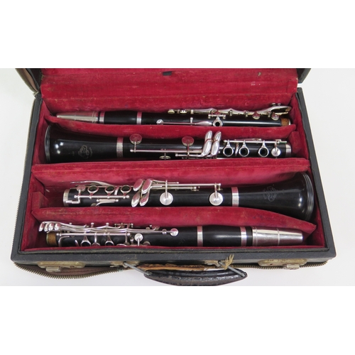 1255 - Boosey & Hawkes 'The Symphony Imperial' Model 1010 Clarinet Pair, assumed keys of A and Bb, lengths ... 