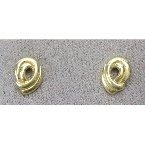 48 - Pair of 18ct yellow gold stud earrings, 11.5mm long,  2.27g