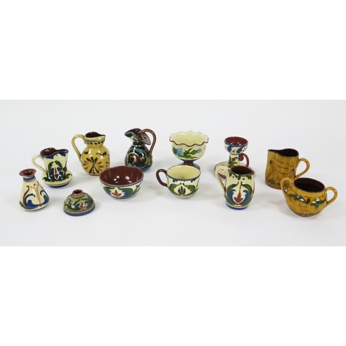 Hart & Moist (Exeter) Pottery motto ware and others including jugs ...