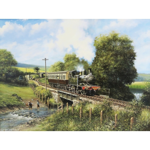 1519A - Don Breckon (British b.1935) renowned for his railway themed paintings, 'Fishing Down by the Stream,... 