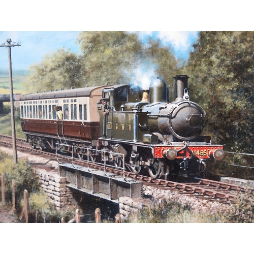 1519A - Don Breckon (British b.1935) renowned for his railway themed paintings, 'Fishing Down by the Stream,... 