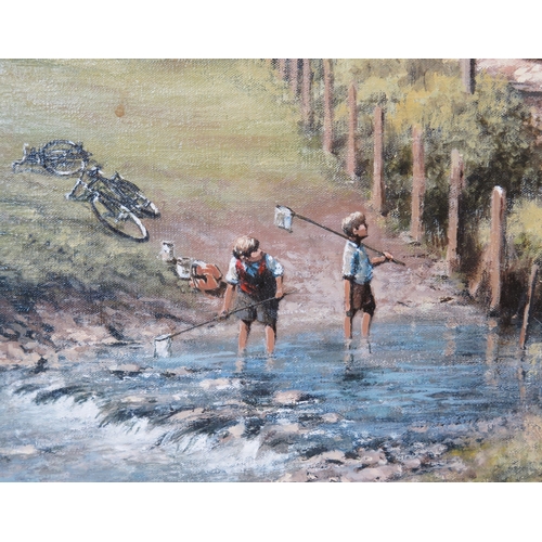 1519A - Don Breckon (British b.1935) renowned for his railway themed paintings, 'Fishing Down by the Stream,... 