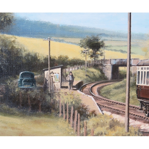 1519A - Don Breckon (British b.1935) renowned for his railway themed paintings, 'Fishing Down by the Stream,... 