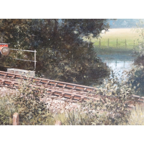1519A - Don Breckon (British b.1935) renowned for his railway themed paintings, 'Fishing Down by the Stream,... 