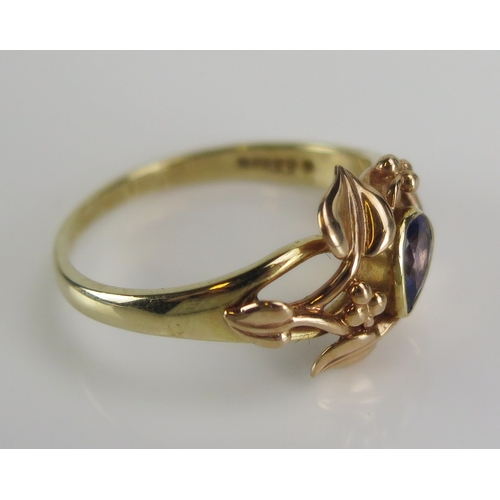 37 - A Clogau rose gold and tanzanite foliate decorated ring, size U, CG and Welsh dragon mark, 4.19g. So... 