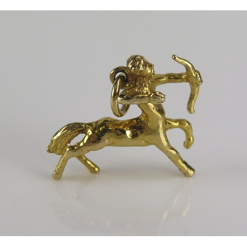 45 - A 9ct gold Centaur pendant or charm, 23mm long, hallmarked, 3.7g