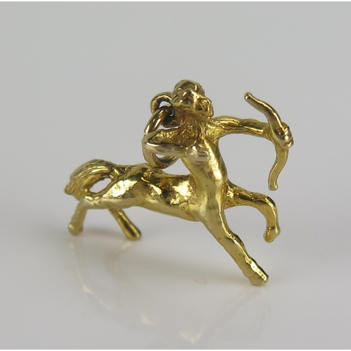 45 - A 9ct gold Centaur pendant or charm, 23mm long, hallmarked, 3.7g