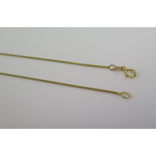 52 - A 9ct yellow gold snake link necklace, 45.5cm, CCM mark, 2.56g