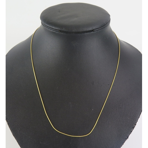 52 - A 9ct yellow gold snake link necklace, 45.5cm, CCM mark, 2.56g