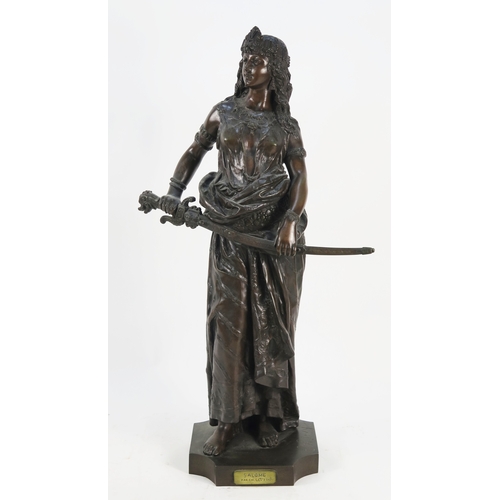 After Charles Octave Levy (French 1820-1899) a large bronze study of Salome, holding a sword in both hands, signed to the plinth base C H Levy, 84cm high.
