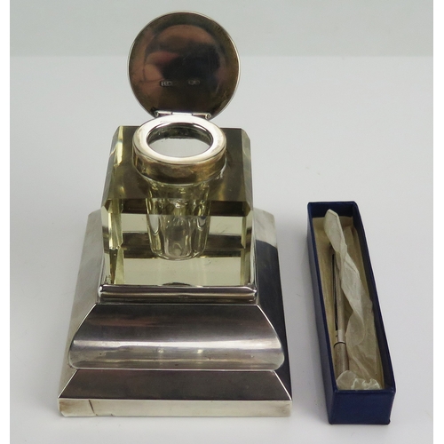 A George V silver inkstand, maker Grey & Co, Chester, 1911, the ...