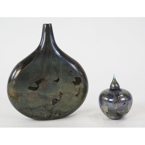 1109 - Ann Isle of Wight glass 'Lollipop' vase by Michael Harris, 22cm high, together with a scent bottle a... 
