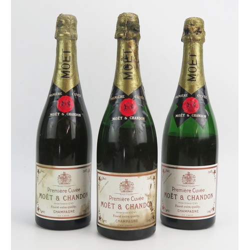 1063 - Three bottles of Moet & Chandon Premiere Cuvee Champagne (low neck line). A/F
ALCOHOL IS SOLD FOR OF... 