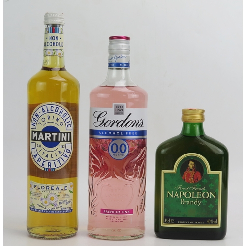 1069A - Gordon 0.0% 70 cl, Martini L'Aperitivo 0.0% 750 ml and a bottle Napoleon Brandy 35cl.
ALCOHOL IS SOL... 