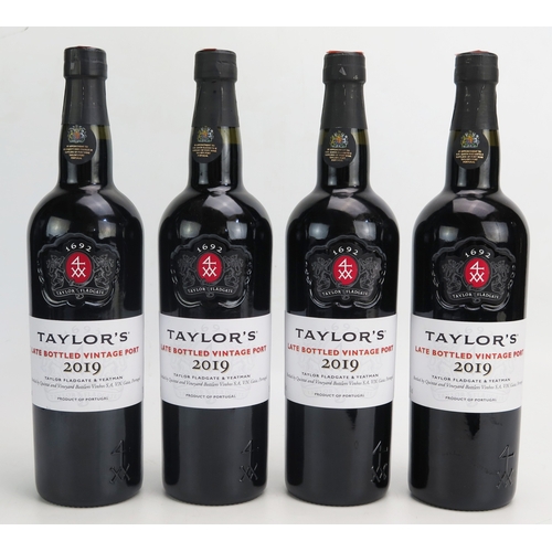 1080 - Four Taylor's 2019 late bottled vintage port 75cl (4).  ALCOHOL IS SOLD FOR OFF-PERMISES CONSUMPTION... 