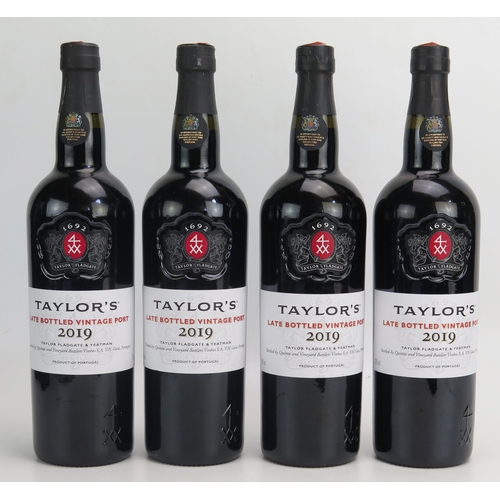 1081 - Four Taylor's 2019 late bottled vintage port 75cl (4).  ALCOHOL IS SOLD FOR OFF-PERMISES CONSUMPTION... 