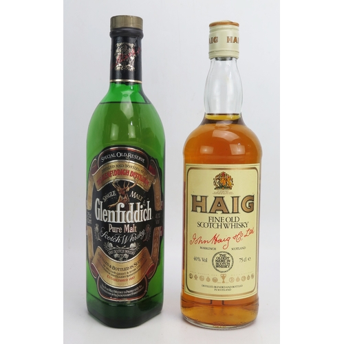 1088 - Glenfiddich pure malt Scotch whisky 75cl and a bottle of Haig Scotch whisky 75cl. (2).
ALCOHOL IS SO... 