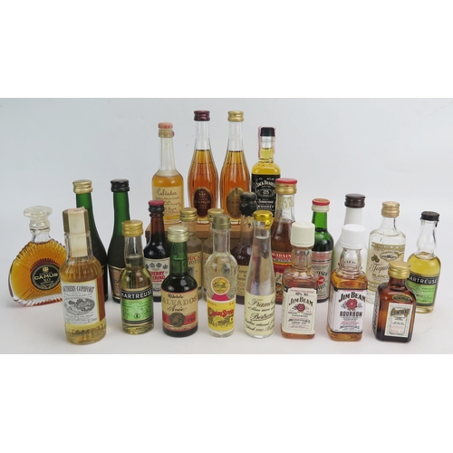 1096 - Selection of 3cl and 5cl  bottled spirits including Jack Daniels, Jim Beam, Southern Comfort, Camus,... 