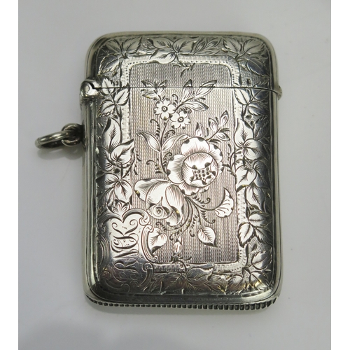 545 - A late Victorian silver vesta case, maker Deakin & Francis Ltd, Birmingham, 1900, with engine turned... 