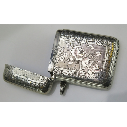 545 - A late Victorian silver vesta case, maker Deakin & Francis Ltd, Birmingham, 1900, with engine turned... 