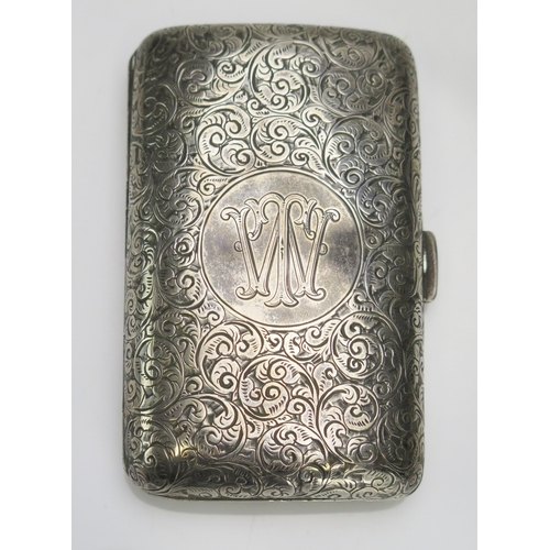 546 - A Victorian silver cigarette case, maker, David & Lionel Spiers, Birmingham, 1885, monogrammed, with... 