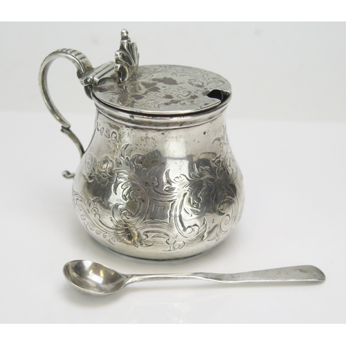 567 - A Victorian silver mustard pot and associated spoon, maker George John Richards & Edward Charles Bro... 