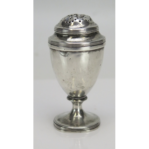 569 - A George III silver pepperette, maker John Emes, London, 1806, 8cm high 41.5g, 1.33ozst