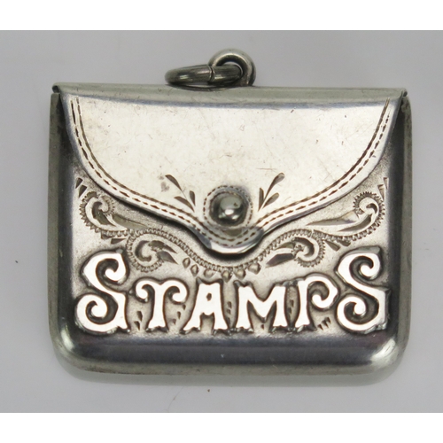 590 - A George V silver stamp holder in the form of a purse, maker Crisford & Norris, Birmingham, 1912, 5.... 