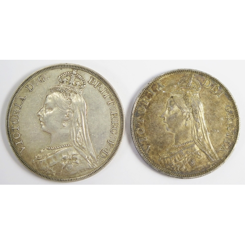 657 - Victoria 1889 crown and 1890 double florin