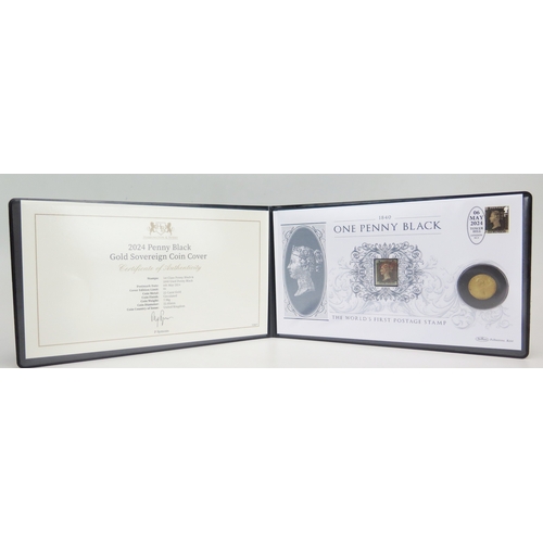 674 - Harrington & Byrne 2024 Penny Black Gold Sovereign Coin Cover with 1857 sovereign