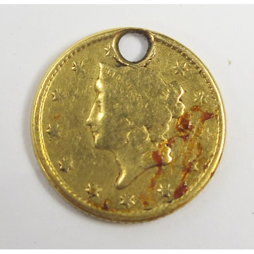 688 - US gold $1 1.54g. Drilled
