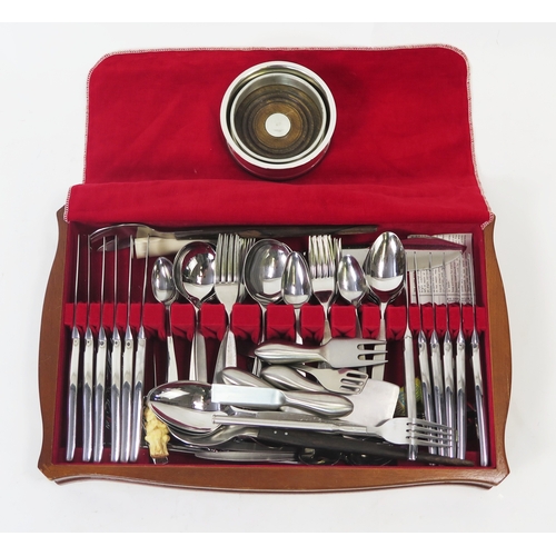 584 - Assorted silver plated and stainless steel flatware including dinner forks, cheese knives, salad ser... 