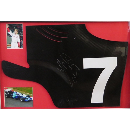 10 - Jenson Button, Formula 1 ; signed rear wing end plate with No 7 from the 2007 BAR Honda car, togethe... 
